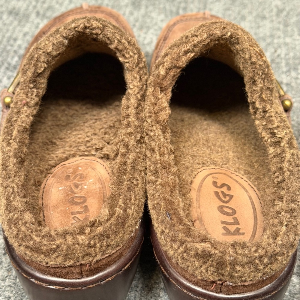 Klogs Suede Clogs Women 9M Brown Cozy Lined Fall Mules Comfort Cottagecore Boho - Picture 10 of 11
